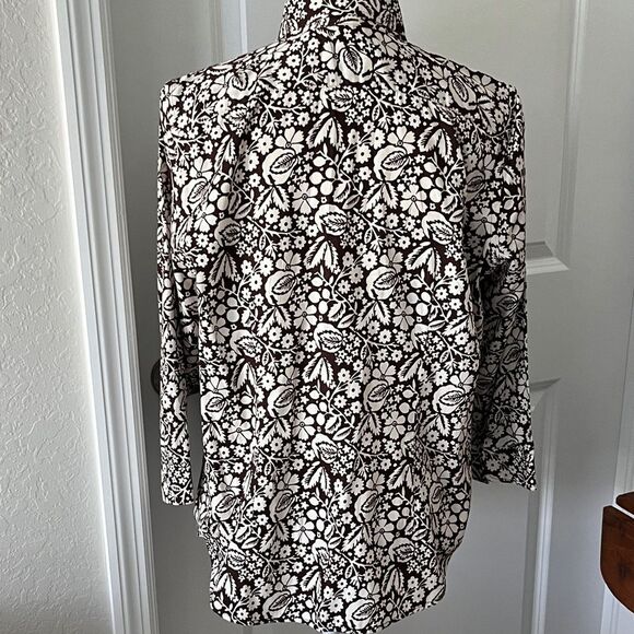 Ralph Lauren Brown / White Floral Women's Button up Blouse SZ L - Picture 6 of 10